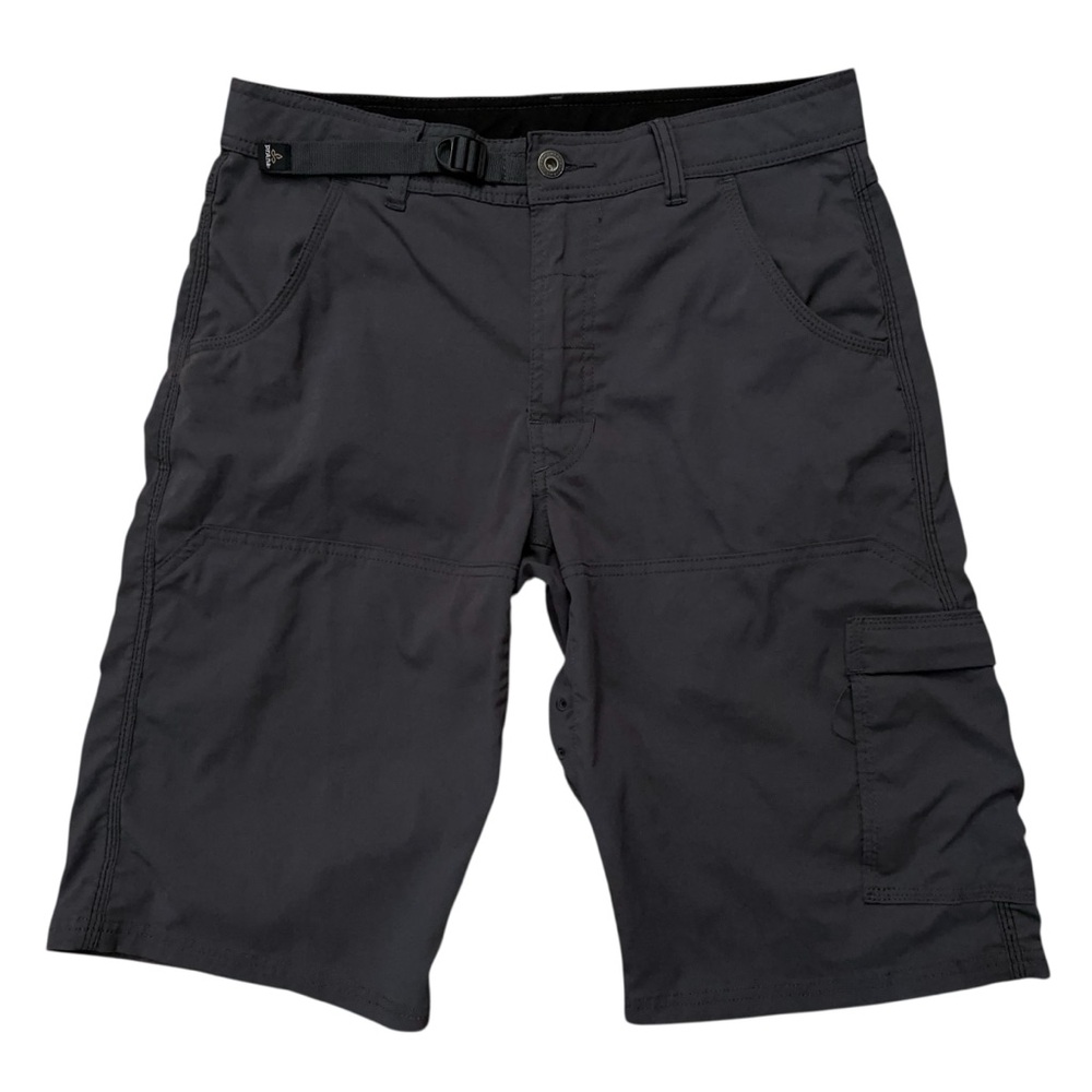 prAna Stretch Zion Shorts Mens Size S Belted Hiking Outdoor Stretch Dark Gray
